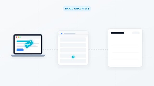 07 Flat Design 2D Animation of Email Open for Digital Marketing Automation and Analytics Insights
