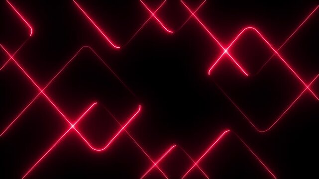 Abstract techno background with red neon lights. Striped texture in cross shape for innovation concept.Motion graphics of concept animation