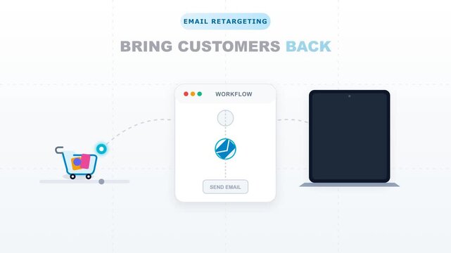 Flat Design 2D Animation of an Abandoned Cart Email Automation Workflow for Digital Marketing 08