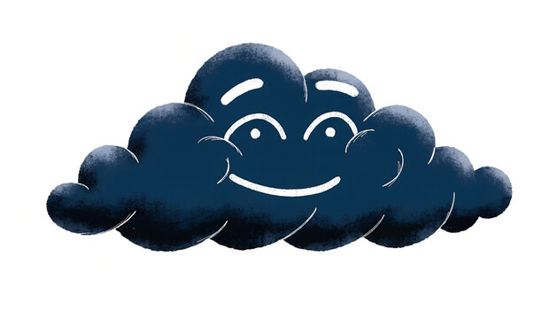 A smiling animated cloud isolated on white background 
