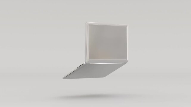 Chrome Laptop Metallic 3D Rotating Computer 3D Illustration Video Loop