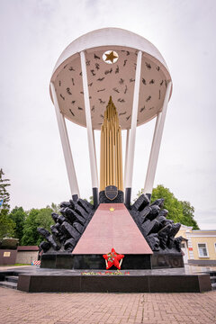 The "Cupola" monument commemorating the 84 paratroopers of the 6th Airborne Company. City of Pskov. Village of Cherekha. 08.07.2026 Russia