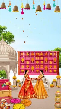 Hariyali Teej Women in Traditional Indian Video Story