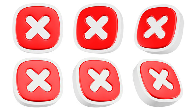 cross cancel icon 3d rendering