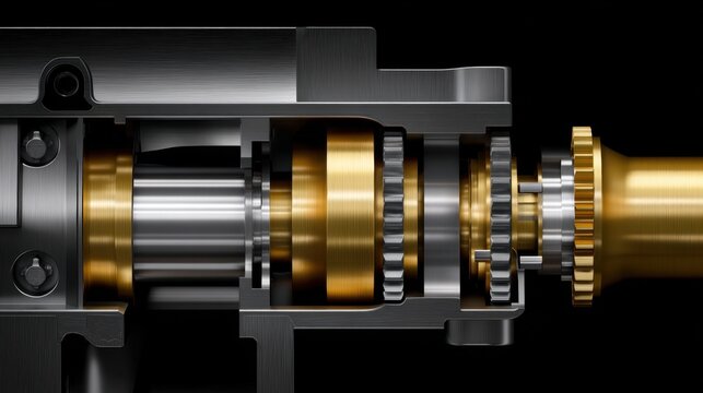 Detailed cutaway view of a mechanical assembly showcasing its intricate gears and components