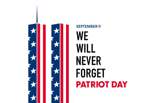 September 11 Patriot Day text design, USA 9 11 Never forget