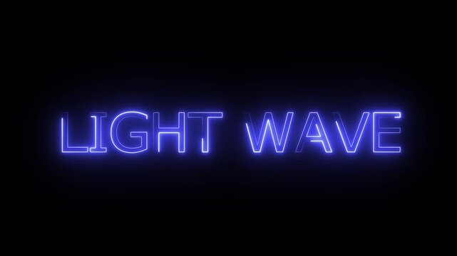A futuristic &ldquo;LIGHTWAVE&rdquo; neon text animation featuring glowing purple typography on a dark black background.