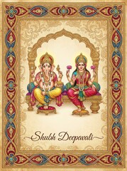 Fototapeta premium Traditional Ganesha Lakshmi Indian Heritage Artwork