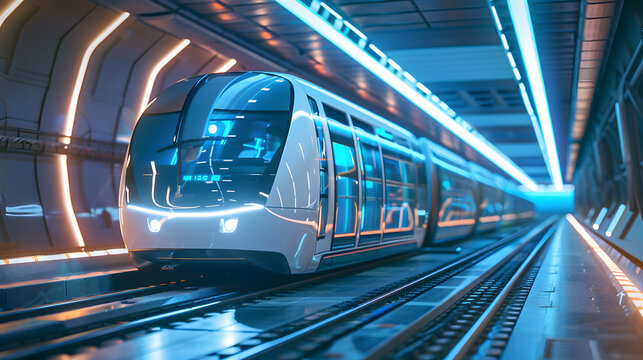 AI-controlled public transportation system with smart mobility, autonomous transit, and urban technology