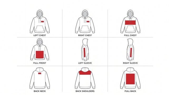 Hoodie Print Placement Template for Apparel Graphic Design and Custom Branding