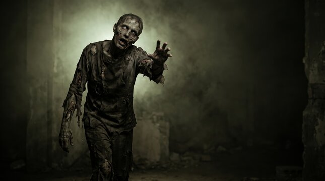 zombie reaching forward with outstretched arms
