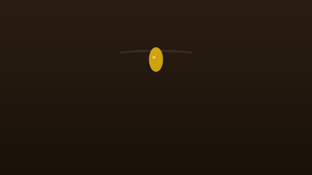 Yellow Sphere Bouncing and Oscillating on a Horizontal Thin Line