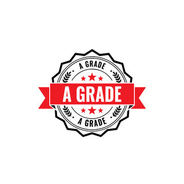 Red a grade stamp sign with grunge texture