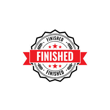 Red finished stamp sign with grunge texture