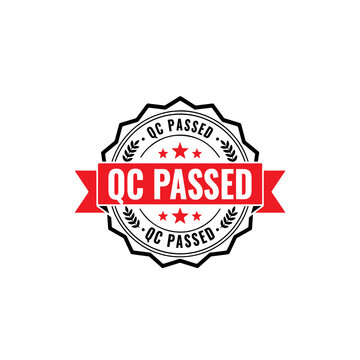 Red qc passed stamp sign with grunge texture