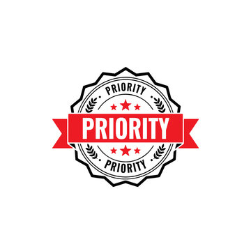Red priority stamp sign with grunge texture