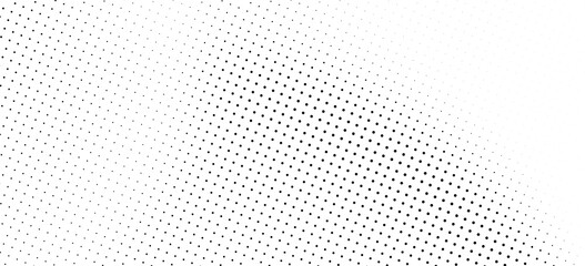 Fototapeta premium Grunge halftone gradient background. Faded grit noise texture. White and black sand wallpaper. Retro pixelated backdrop. Anime or manga style comic overlay. Vector graphic design textured