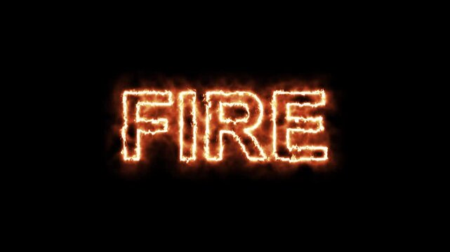 Fire text effect 4k animation. A burning text effect with a transparent video template