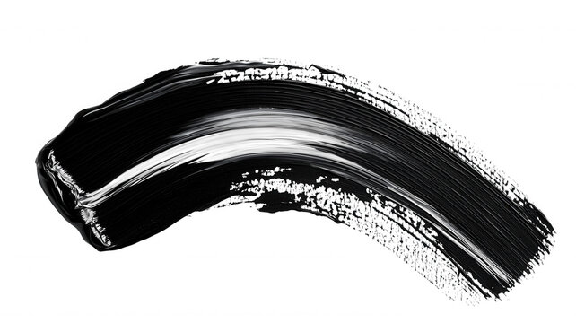 Black textured brush stroke creating a dynamic graphic design element on a transparent background