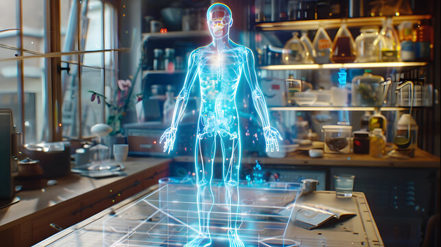 Holographic management dashboard for future marketing campaigns, digital strategy, analytics, and growth.