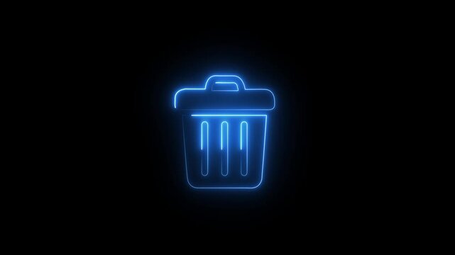 Glowing neon trash can animation: digital waste management and ui