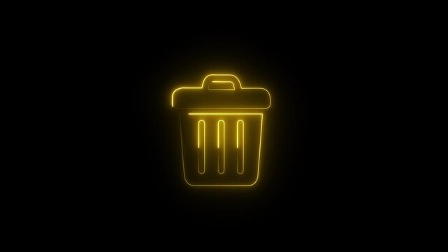 Glowing neon trash can animation: digital waste management and ui