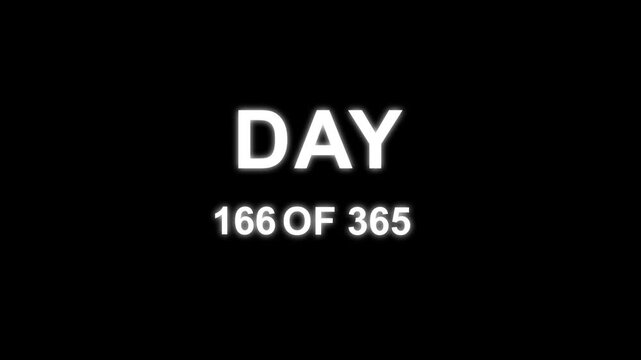 Abstract 0 to 365 days timeline with day text animation. Animated of completing 365 of 365 counter. Three hundred sixty five day count concept.