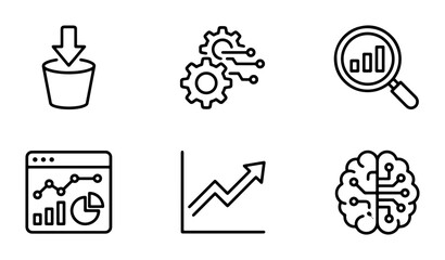Fototapeta premium Data Analysis Icons, Business Growth Graphics, Digital Brain Concepts, Technology Vector Set
