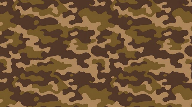 Brown camouflage pattern featuring smooth organic shapes in various shades of tan and dark earthy tones