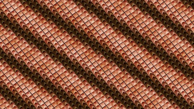 Abstract geometric pattern animation with copper brown tessellation background