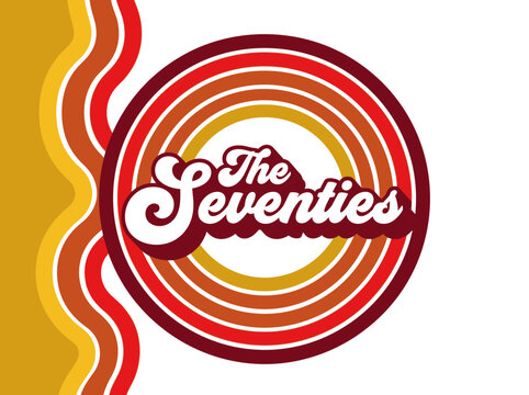 Retro The Seventies Typography Illustration with Concentric Circles