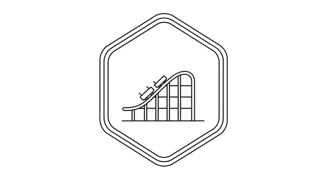Roller Coaster Icon Vector, Thrill Ride, Amusement Park Graphic
