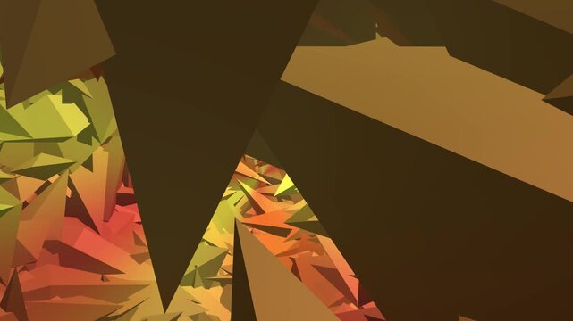 Abstract low poly geometric animation with warm autumn colors and moving polygons