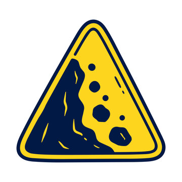 Yellow Falling Rocks Warning Sign Icon Vector