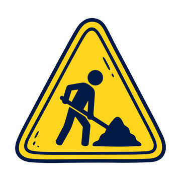Yellow Under Construction Road Sign Doodle