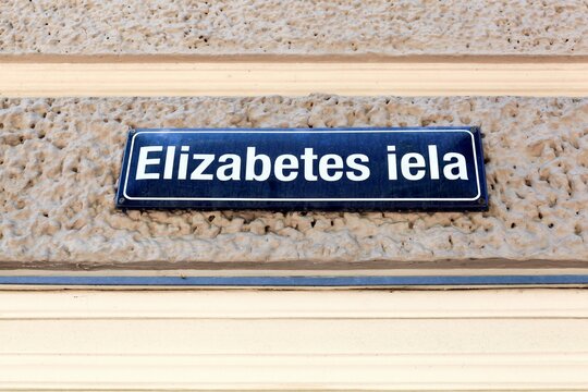 Elizabetes iela street sign in Riga, Latvia
