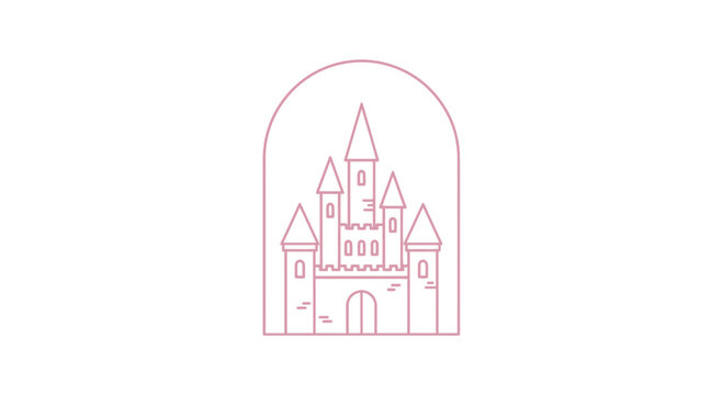 pink line drawing castle