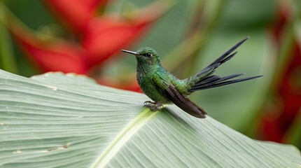 Fototapeta premium red billed hummingbird