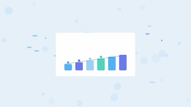Revenue Growth Bars animation, sky blue flat design motion graphic, revenue concept, 4K loop