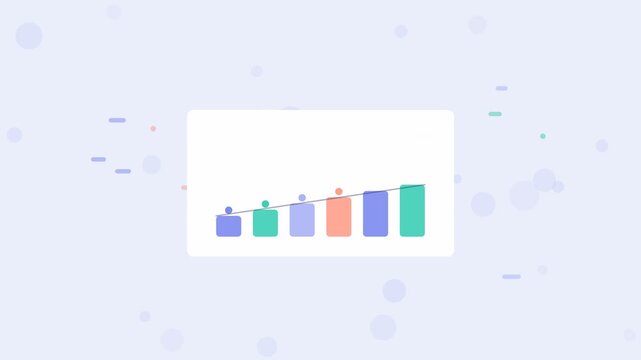 Revenue Growth Bars animation, periwinkle blue flat design motion graphic, revenue concept, 4K loop