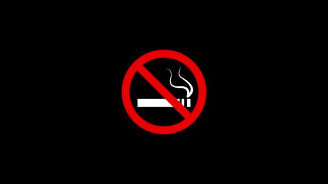 Smoking forbidden sign, Animated stop no smoking and vape ban symbols for smoke free areas, public health warning.