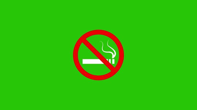 Smoking forbidden sign, Animated stop no smoking and vape ban symbols for smoke free areas, public health warning.