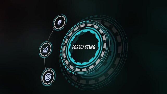 Financial forecasting and predictive business analysis represented with futuristic digital HUD interface