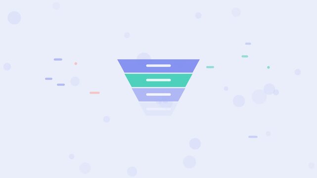 Lead Scoring Funnel animation, periwinkle blue flat design motion graphic, lead scoring concept, 4K loop