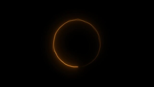 Glowing golden energy ring abstract motion background, seamless circular light wave loop for digital interface and technology presentations