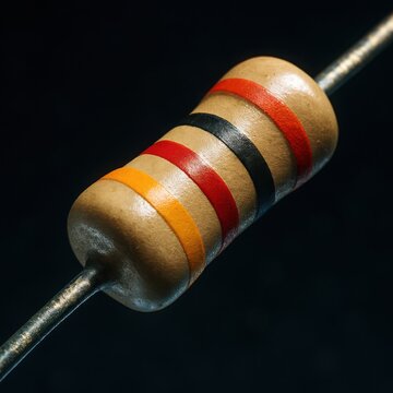 Close up macro shot of an axial resistor component