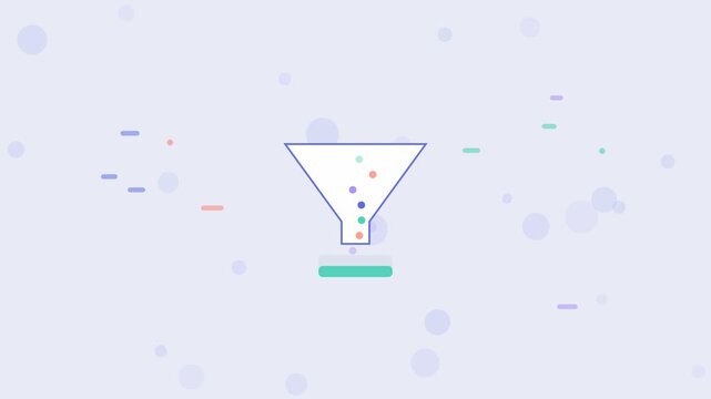 Conversion Rate Funnel animation, indigo blue flat design motion graphic, conversion rate concept, 4K loop