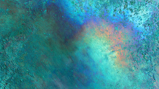 Vibrant Turquoise Patina Texture on Metal Surface