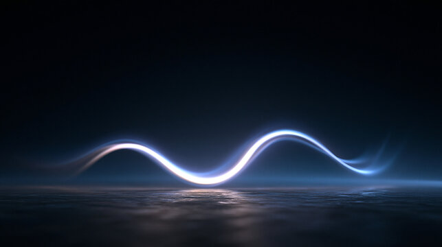 Abstract Glowing Blue Light Wave on Dark Surface