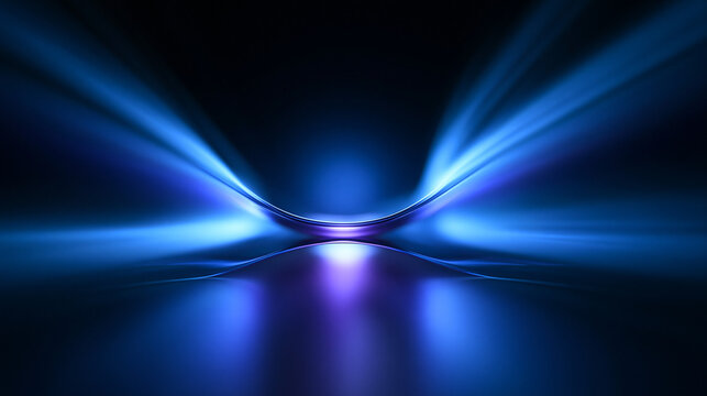 Abstract Futuristic Neon Blue Light Rays Stage Background